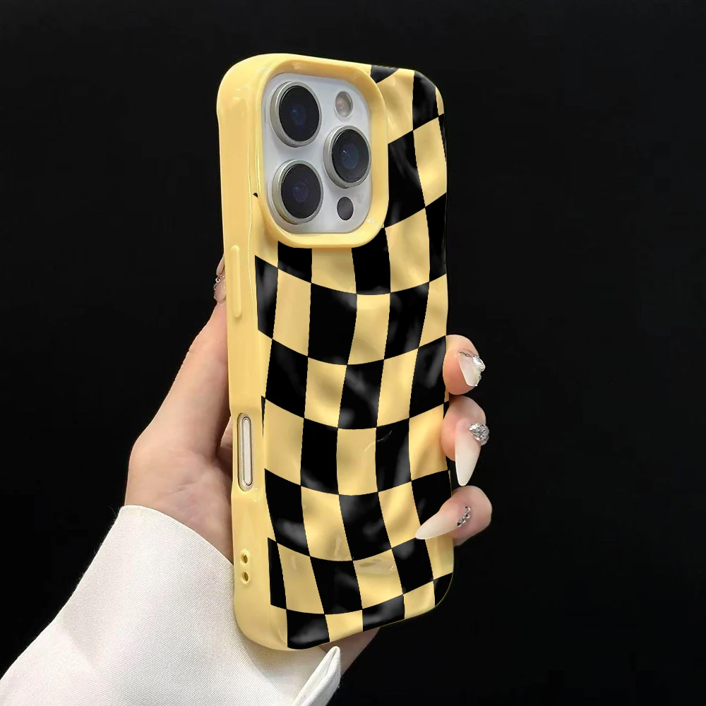 Kreatives Karodesign Koreanische Handyhülle für iPhone 17 16 15 14 13 12 11 Pro Max 14 Plus 17Air Falten-Wellen Weiche Silikonhülle – Detail 11