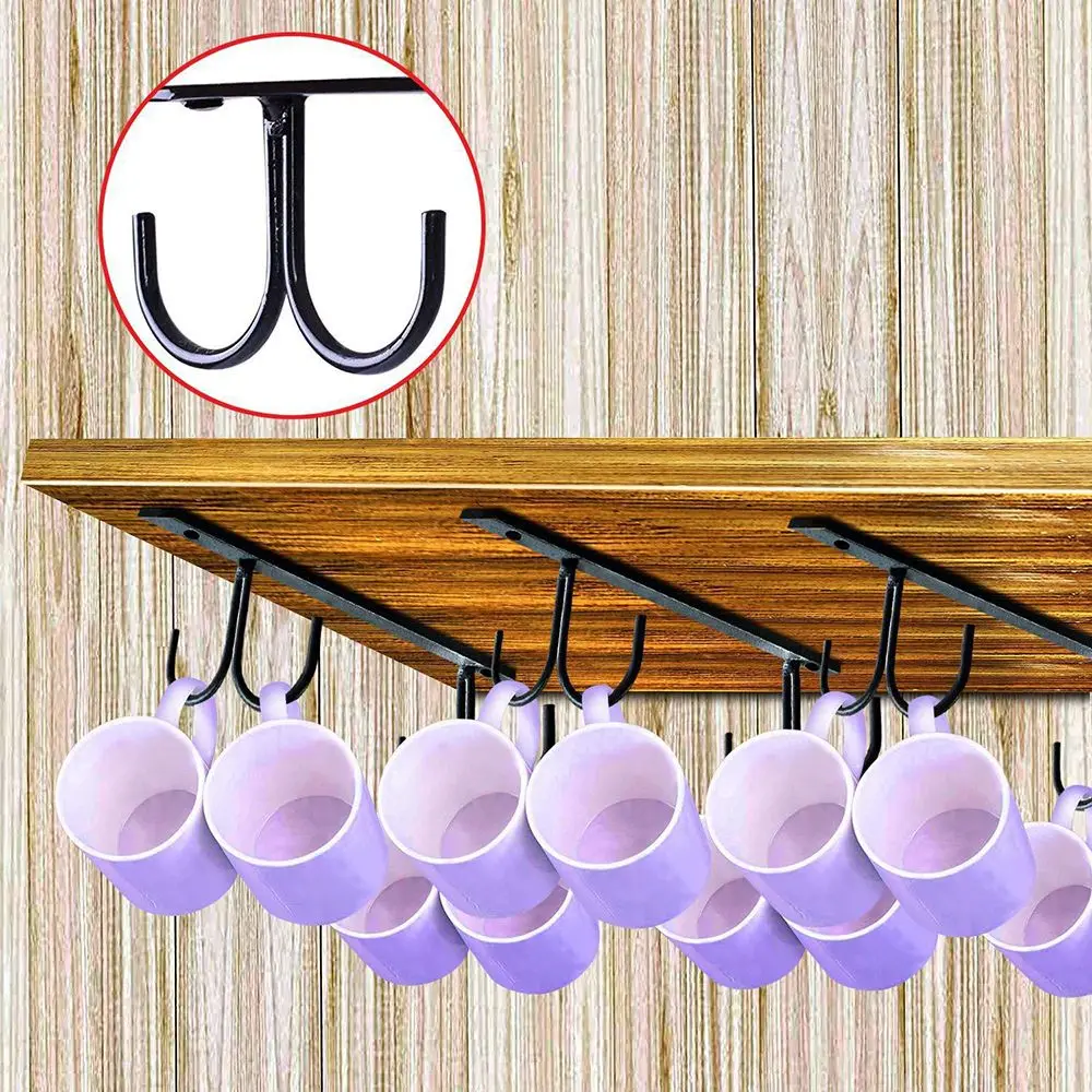 1pc Mug Rack Under Cabinet Coffee Cup Holder Mugs Cups Drying Hook Kitchen Closet Under Shelf Hanging Organizer Hook