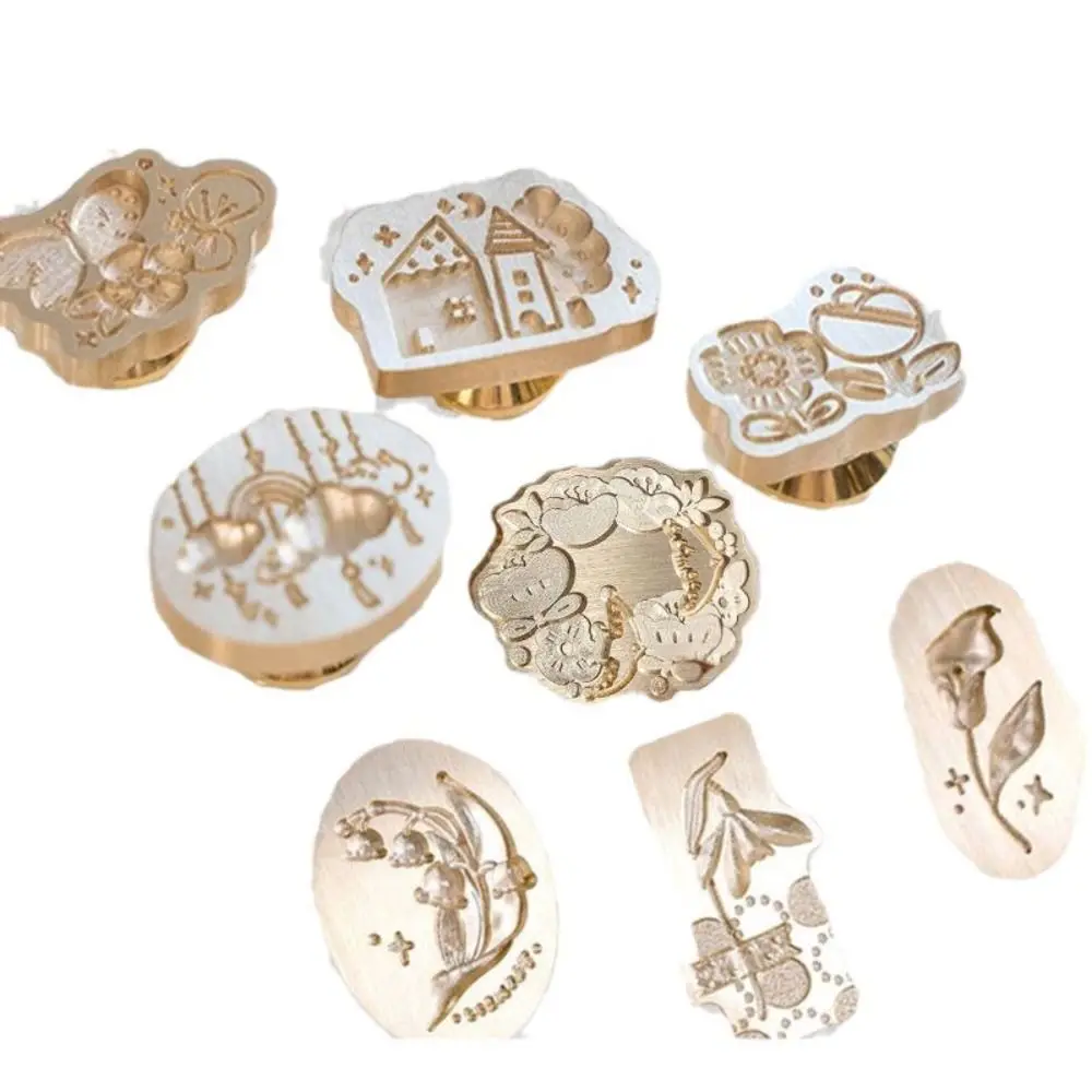 Replace Head Rose Embossed Sealing Wax Stamp DIY Tool Flowers Vintage Sakura Wax Seal Stamp Antique Metal Leaf