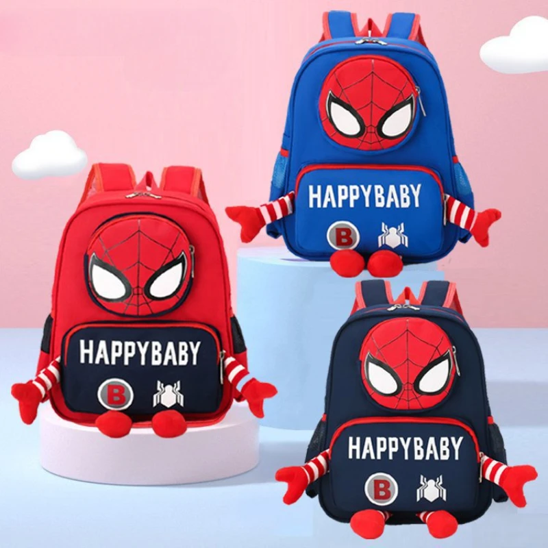 Aoger Anime Spiderman Design Backpack Cartoon Printing Boys Girls Primary Children School Bag Kids Kindergarten Backpack Travel