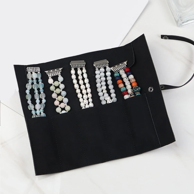 Rolo armazenamento relógio luxo, solução elegante para viagem, capa smartwatch com organizadores banda, bolsas