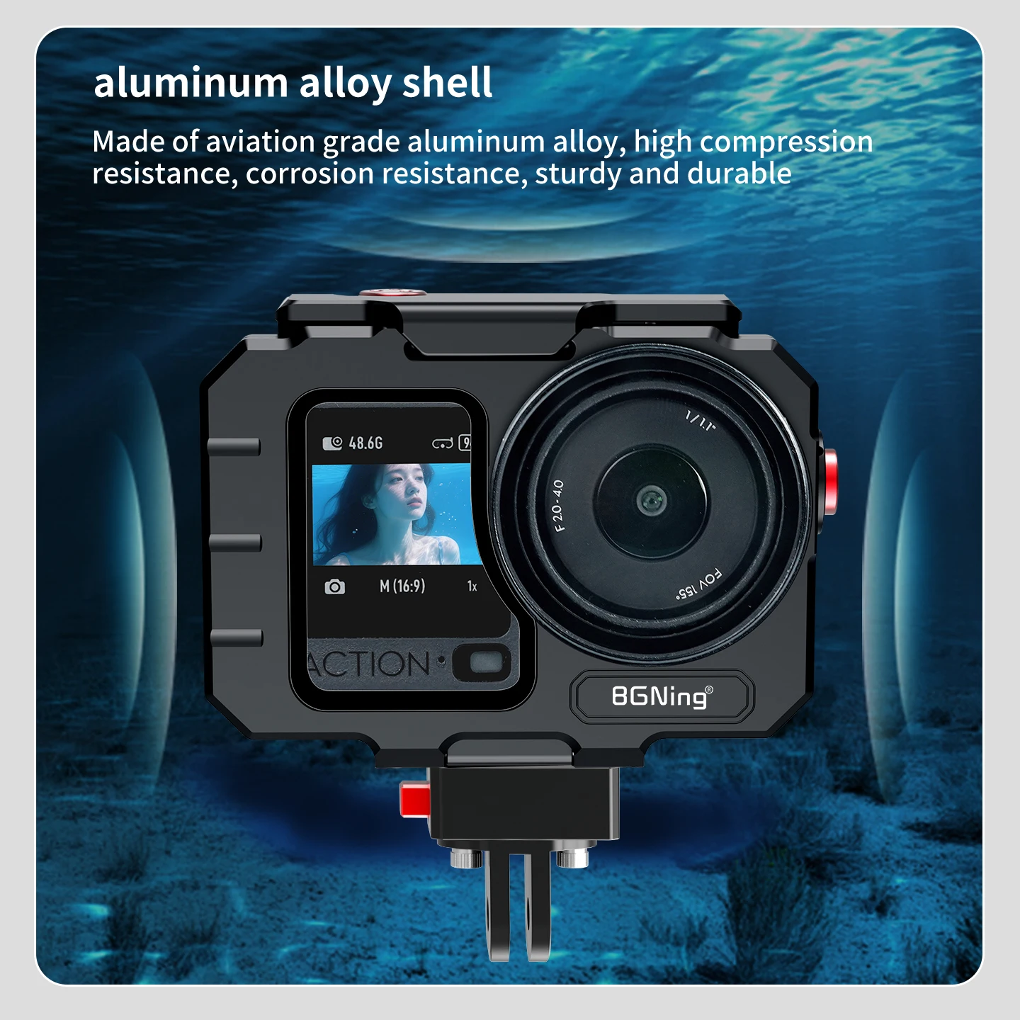Für DJI Osmo Action 6 Kamera Wasserdichtes Gehäuse Unterwasser-Tauchgehäuse Metallkäfig für Radfahren Surfen Tauchen Erweiterung – Detail 8