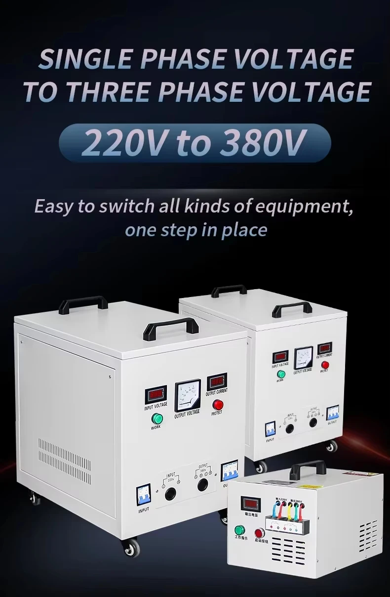 60HZ Single Phase to Three Phase Power Converter 220V 240V to 380V 5KVA 10KVA 30KVA for Workshop Tools