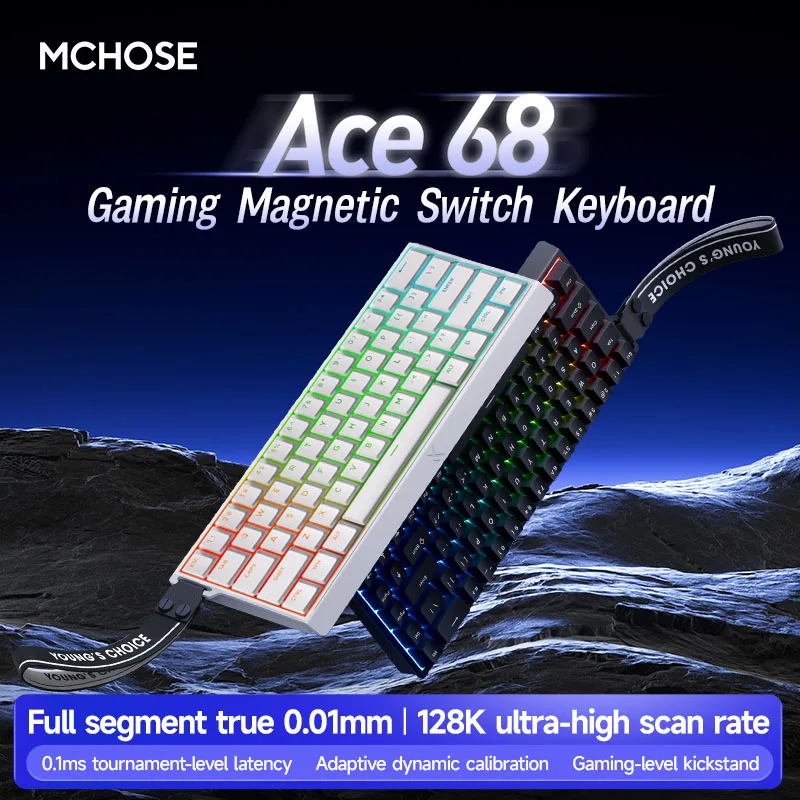 Mchose Ace68 Magnetic Wired Mechanical Keyboard for Gaming 0.01mm RapidTrigg 8000Hz SOCD/Rs 0.125ms 128K Sampling Rate Full Key