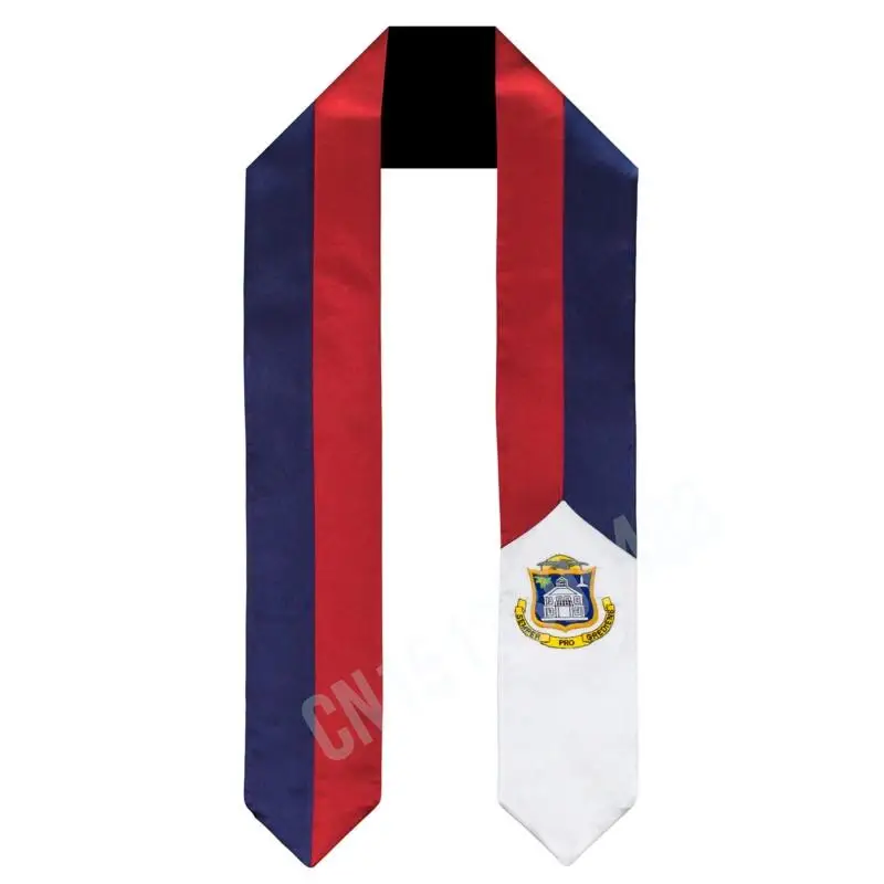 St. Maarten (St Martin) Flag Scarf Top Print Graduation Sash Stole International Study Abroad Adult Unisex Party Accessory