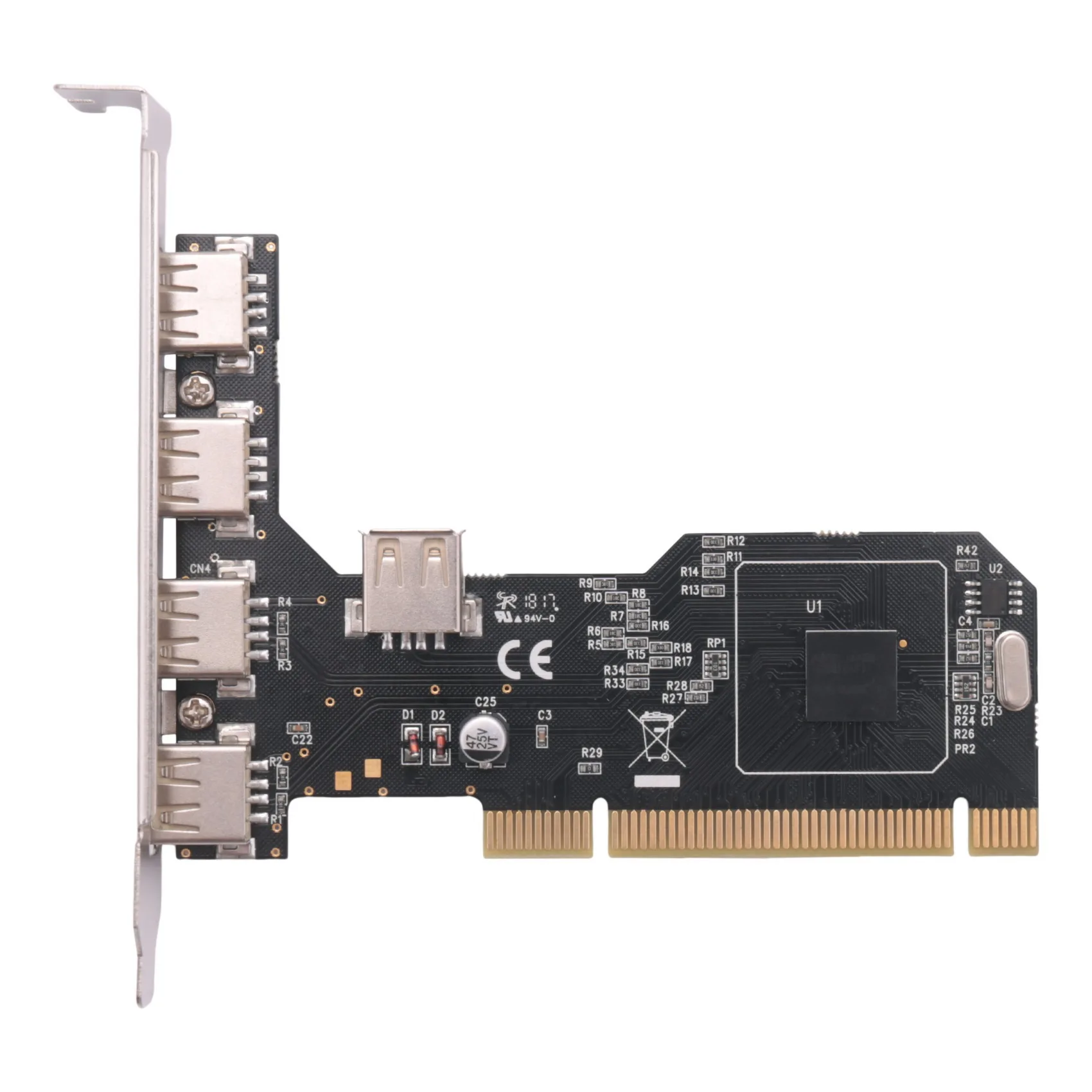 QWE-PCI To USB2.0 Expansion Card Desktop PCI To 5 USB2.0 480Mbp HUB NEC Chip Expansion Adapter Card