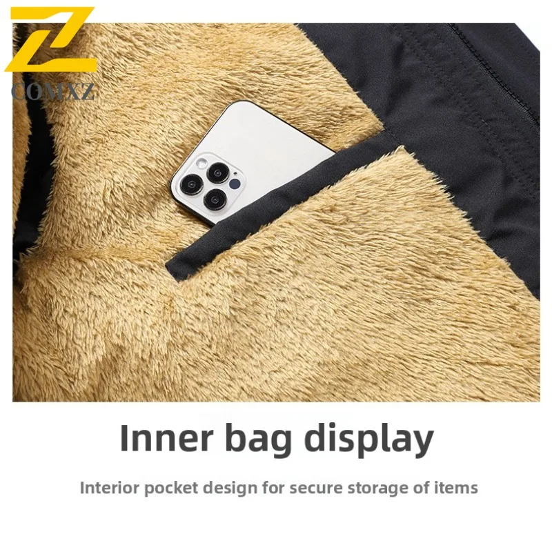 Men Detachable Hood Jacket Winter Thickened Cotton Padded Coat Waterproof Windproof Thermal Outerwear Cold Weather Streetwear