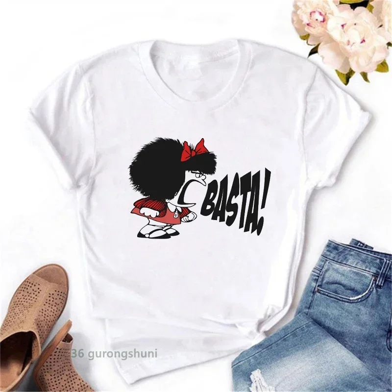 Cute cartoon Mafalda t-shirt women Harajuku alphabet print short sleeve women t shirt fashion Kawaii casual shirt femme tee tops