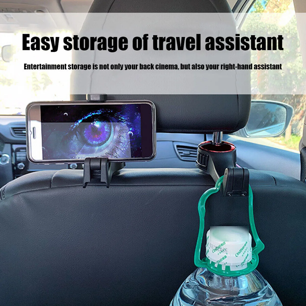 1/2/5 шт. 2 в 1, скрытые крючки для подголовника автомобиля с держателем для мобильного телефона, универсальные вешалки для хранения на спинку автомобильного сиденья, подвесные крючки