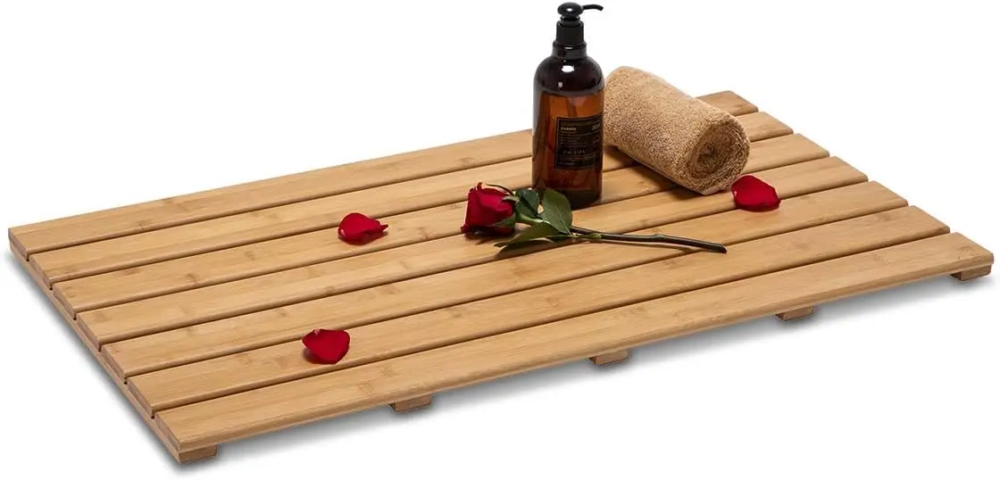 

Extra Large Bamboo Bath Mat, 31.5x18.35x1.3in - Non-Slip Floor Mat for Bathroom, Spa, Kitchen & Outdoor