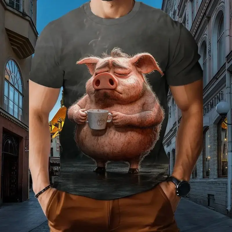 

A Funny And Amusing 3d Printed Round-Neck Short-Sleeved T-Shirt For Men, A Summer Fashion And Casual Large-Sized Pullover