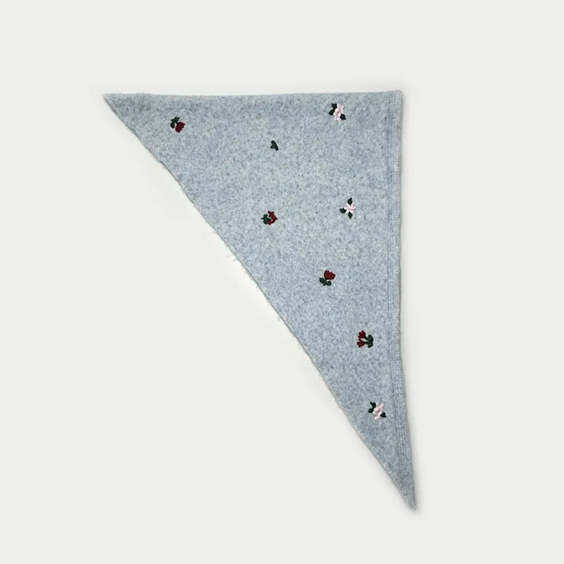 Original Niche handbestickter Wollmischschal mit Rosenblumenmuster für Damen, herbst- und wintergeeignet, gestrickter warmer Schal. – Detail 10