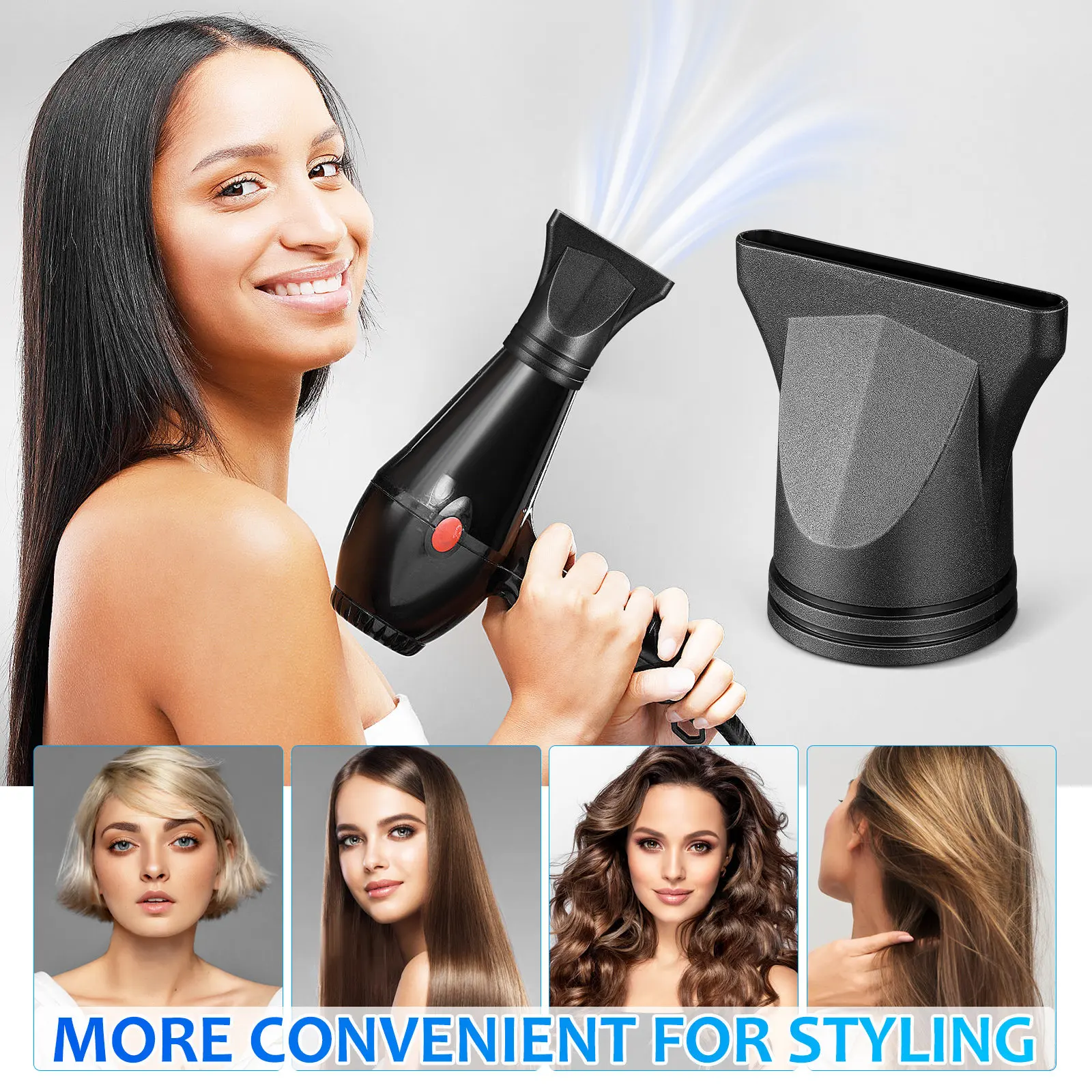 

Hair Dryer Concentrator Nozzle Flat Replacement Salon Styling Tool Blow Dryer Attachment Universal Hair Styling Accessories