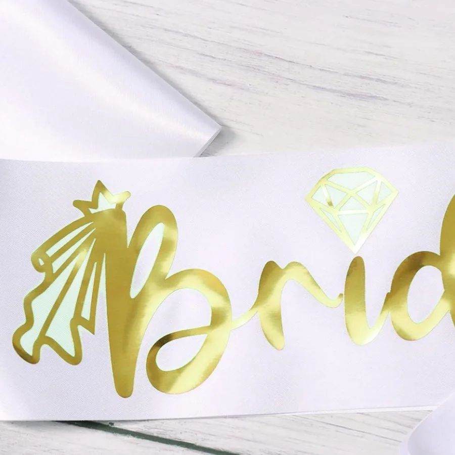 2pcs/1set Bachelorette Party Sash Ribbon Set- Bride and Groom Sash for Wedding Bridal Shower Party Decorations (White and Black) image 4