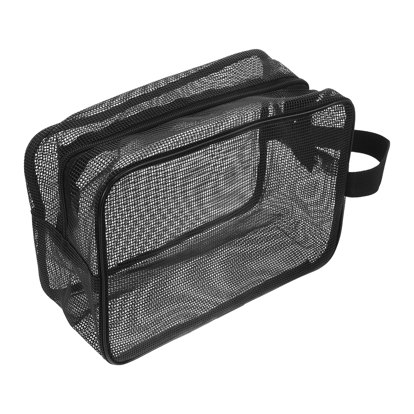 

Black Mesh Wash Bag Breathable Gym Shower Organizer Travel Camping Waterproof Storage Pouch Toiletry Brush Holder