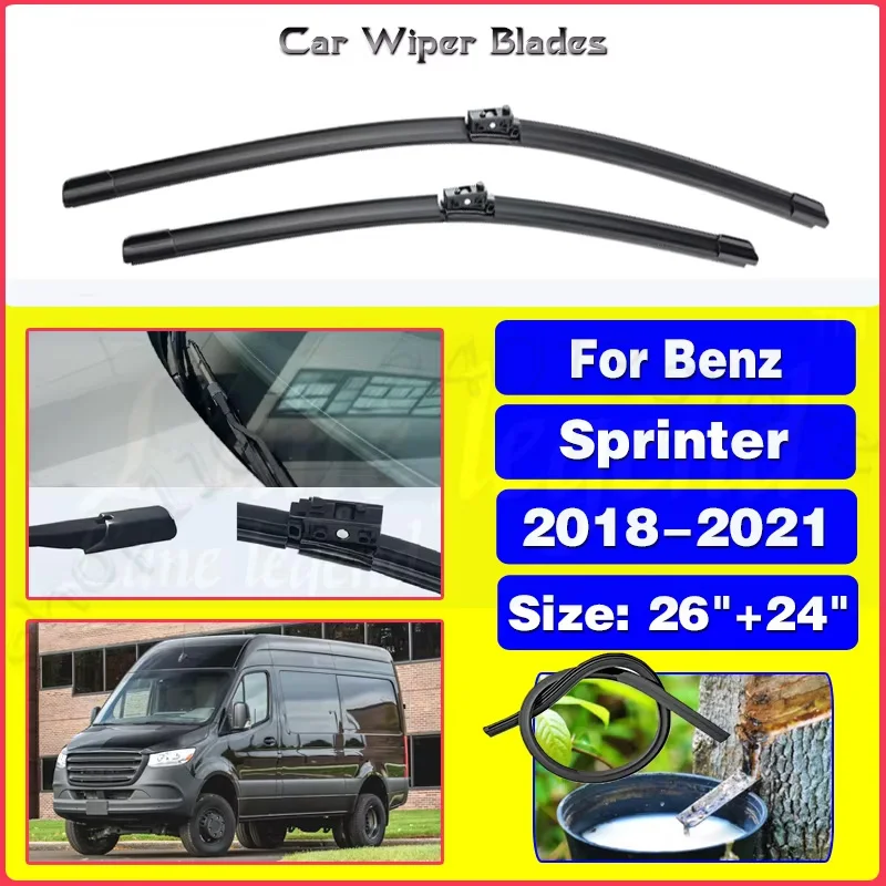 

For Mercedes Benz Sprinter 2018 2019 2020 2021 Car Front Wiper Blades Soft Rubber Windscreen Wipers Auto Windshield 26"+24"