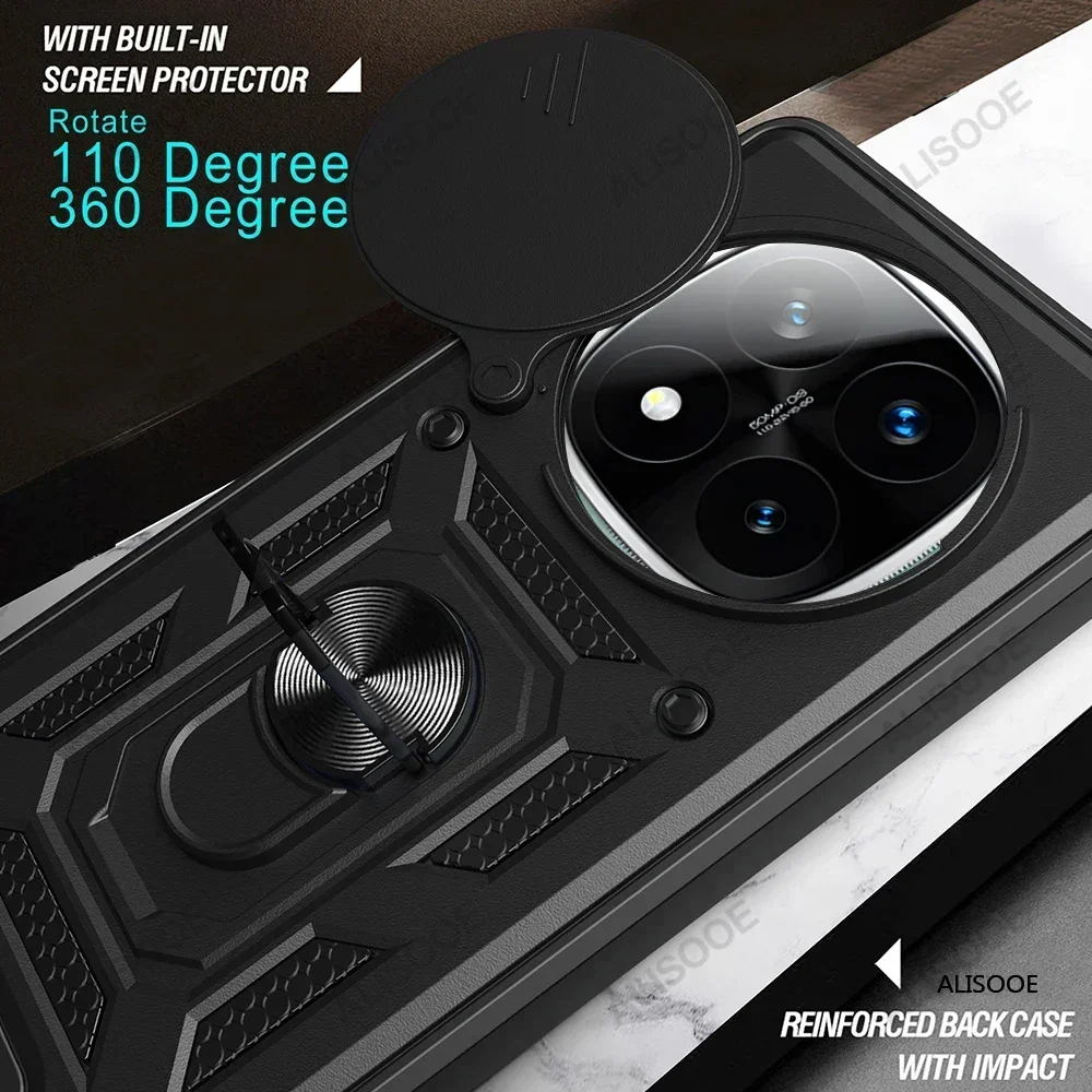 Funda for Redmi Note 14 Pro / 14 Pro Plus 5G Case Armor Slide Camera Ring Stand Protect Cover for Xiaomi Redmi Note 14 5G Capa image 2