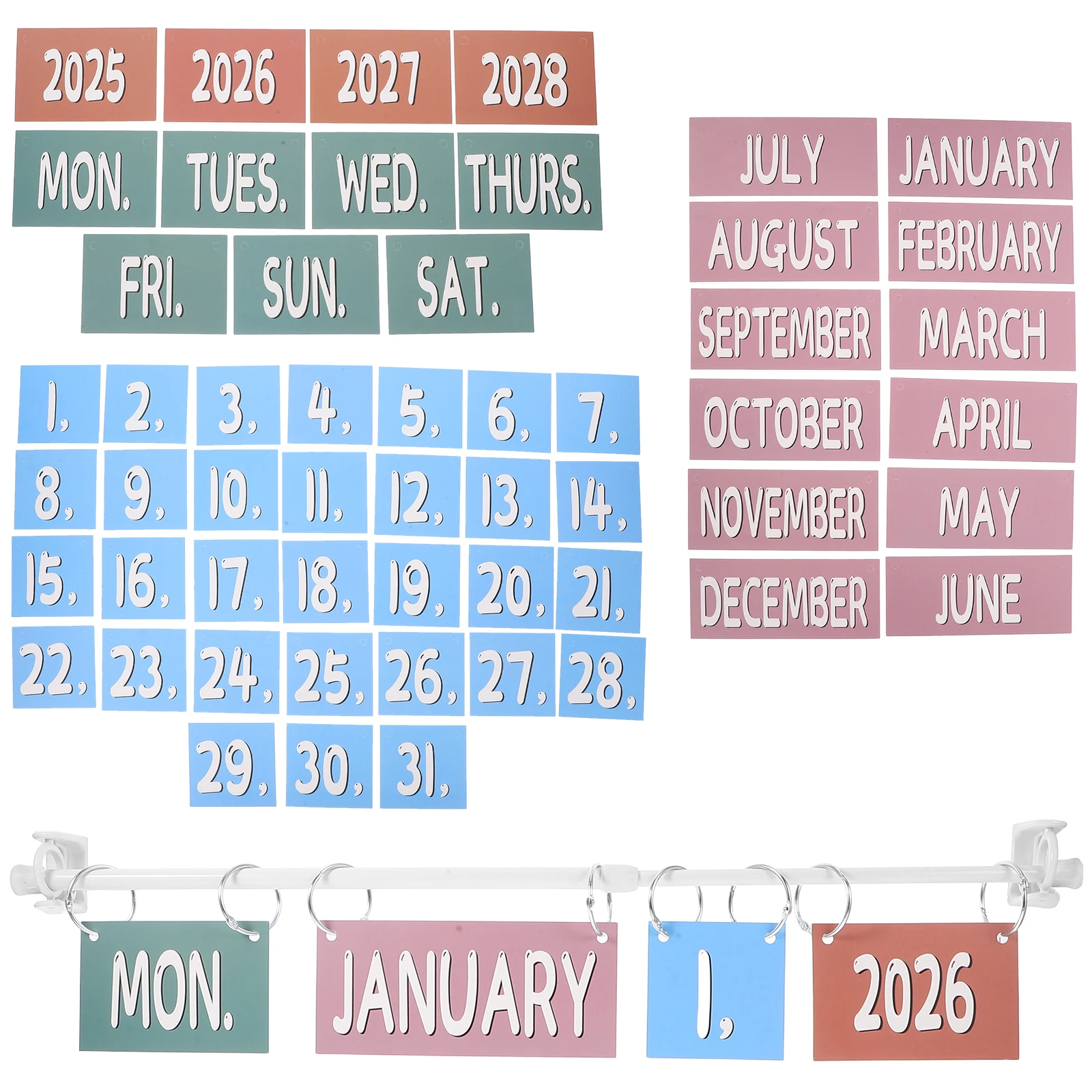 1세트 플립 게시판 보헤미안 교실 장식 빈티지 벽걸이 달력 유치원 교육 학교 용품 2025–2028