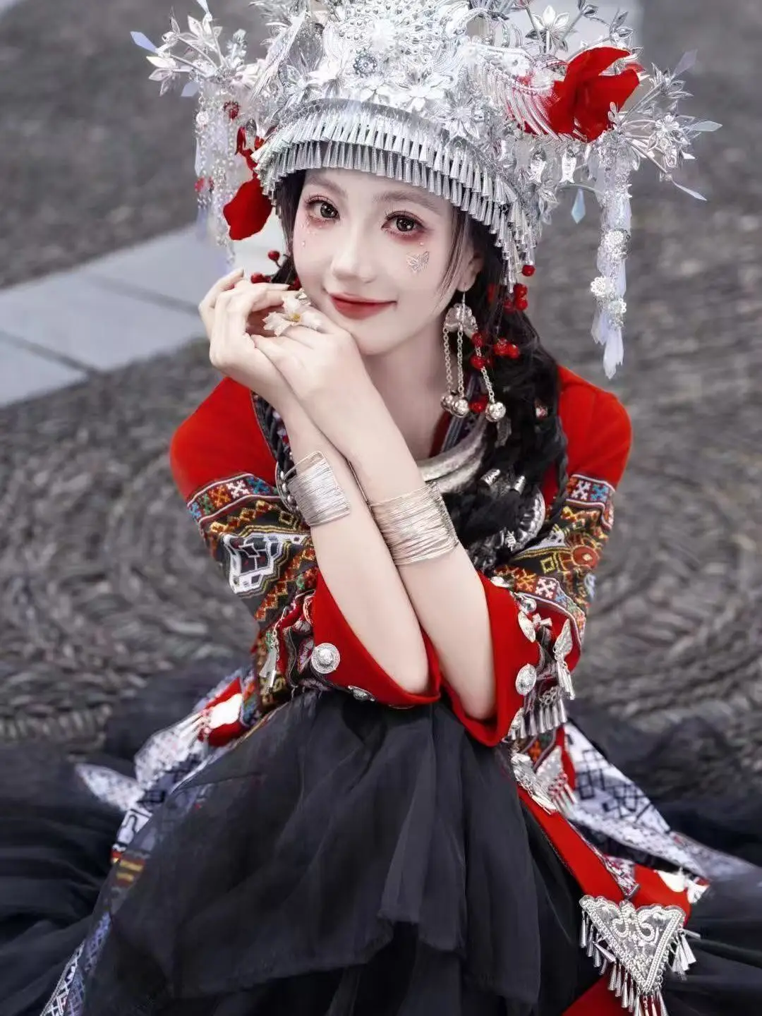 Женский костюм хмонг в национальном стиле, традиционная одежда Мяо в этническом стиле, винтажные костюмы для путешествий, свадебной фотографии, Hanfu