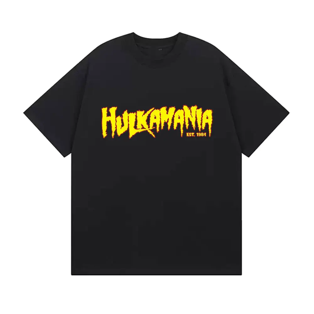 Hulk Hogan RIP Hulkamania Graphic T Shirts Wrestling Legend Tops Short Sleeve T-shirt Men's Retro O-Neck Oversized Cotton Tshirt