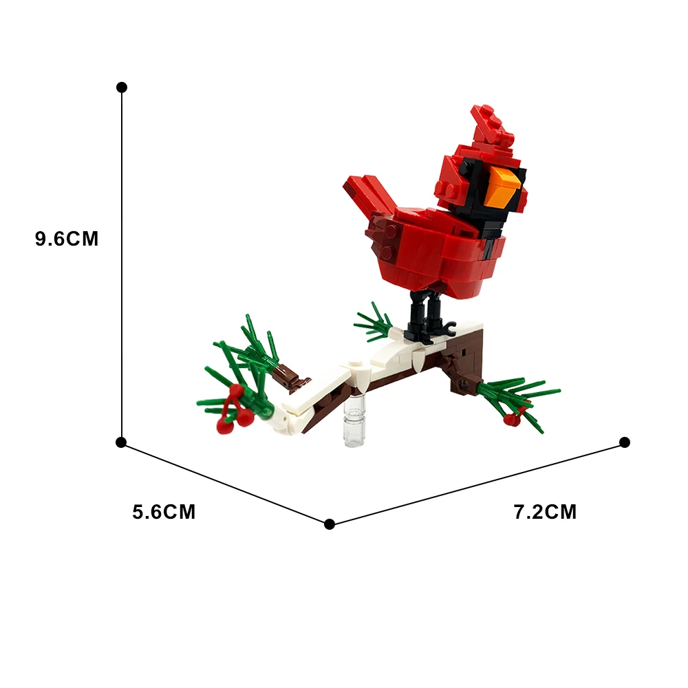 جوبريك MOC حيوان الطيور الشتاء الكاردينال بنة مجموعة الإبداع الببغاء نموذج لتقوم بها بنفسك التعليم الطوب لعب للأطفال هدية