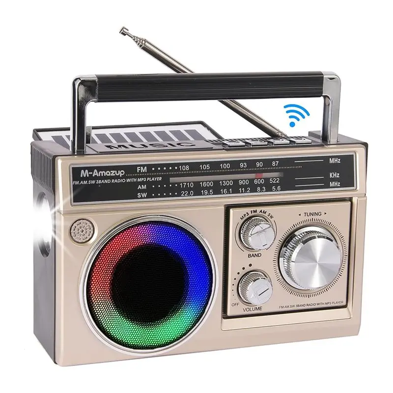 

Карманное радио Smart-Retro с Bluetooth-динамиком, AM/FM-радио, фонариком и мощным приемом сигнала в ярких цветах.