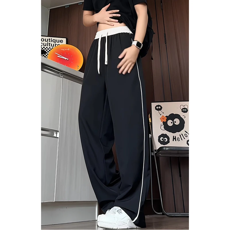 Summer Thin Breathable Casual Pants Man Clothing 2026 Plus Size 5XL-M Full Length Straight Men's Sports Trousers All Match Black