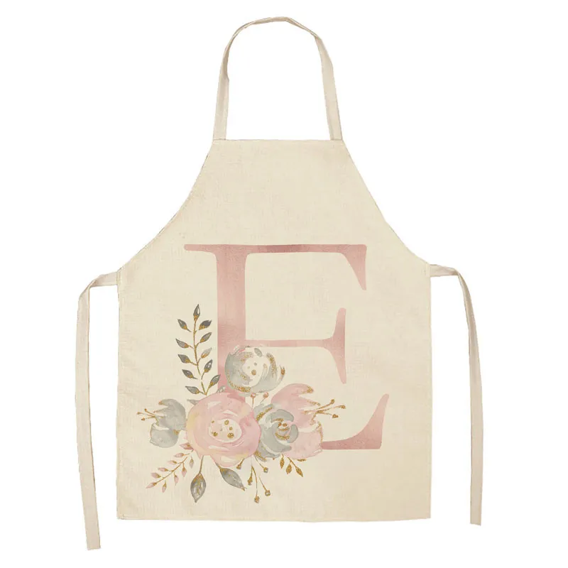 Pink Letter Pattern Kids Aprons Kitchen Baking Accessories Linen Aprons Women\'s Home Cooking Stain Resistant Aprons