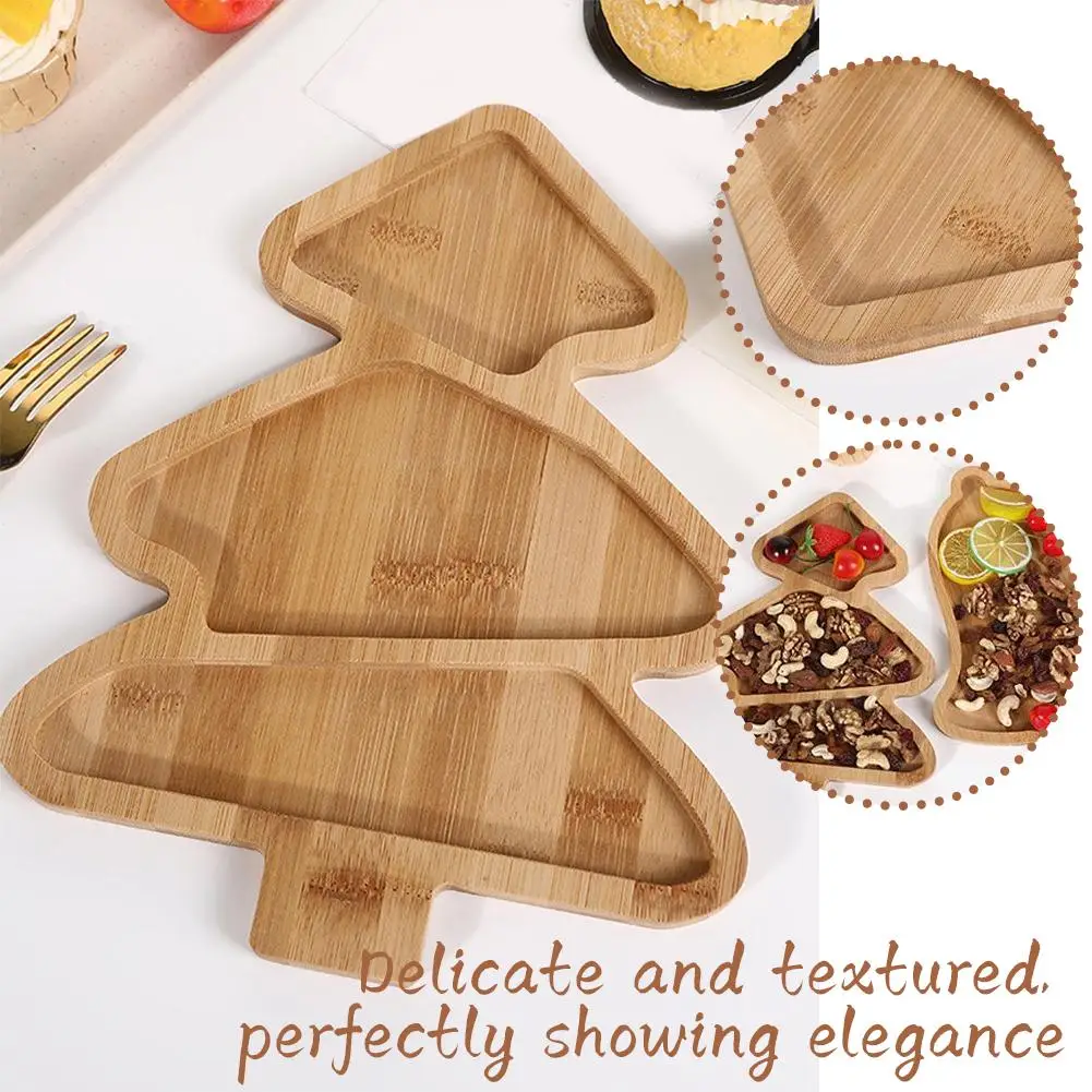 

Wood Tray Christmas Decoration Christmas Dish Tree Shape Charcuterie Tray Restaurant Dessert Board for Food Appetizers A0E8