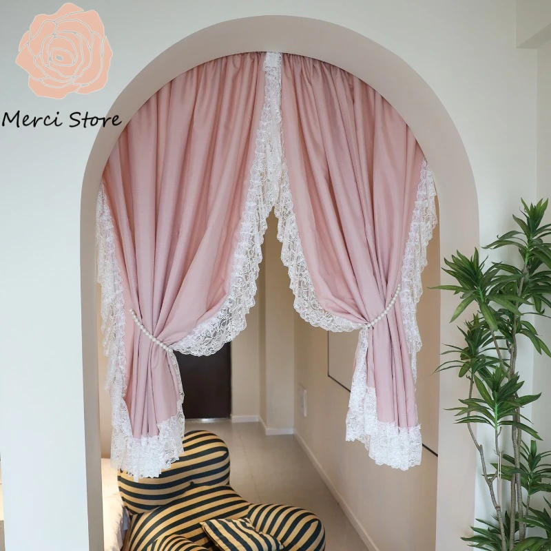 

Merci Store Small Fresh High New Style Green Lace Curtain for Living Room Bedroom Kitchen Door Partition Short Home Decor Custom