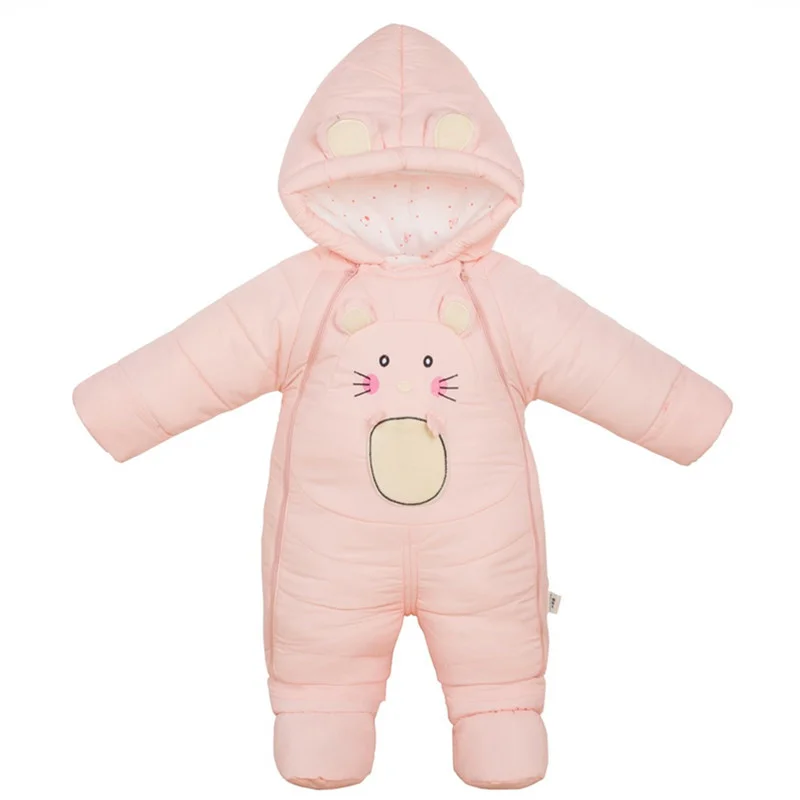 

Girl New born Winter Baby Clothes Jumpsuit Hooded Boy Overalls Children romper Outerwear windproof foot-covered climbing -30