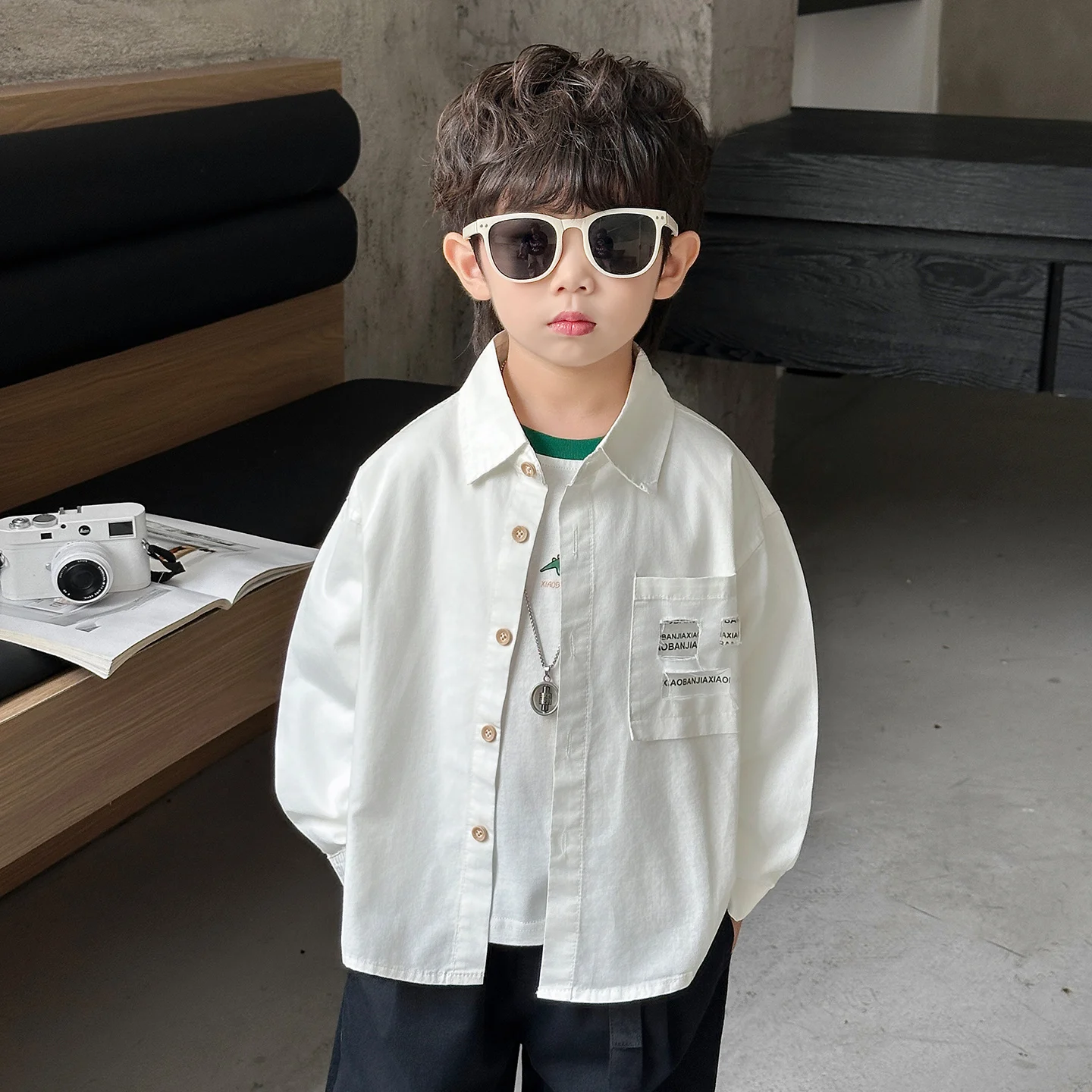 

Детская однотонная рубашка с длинным рукавом для мальчиков, весна-осень, новая коллекция, повседневная, дышащая, для подростков