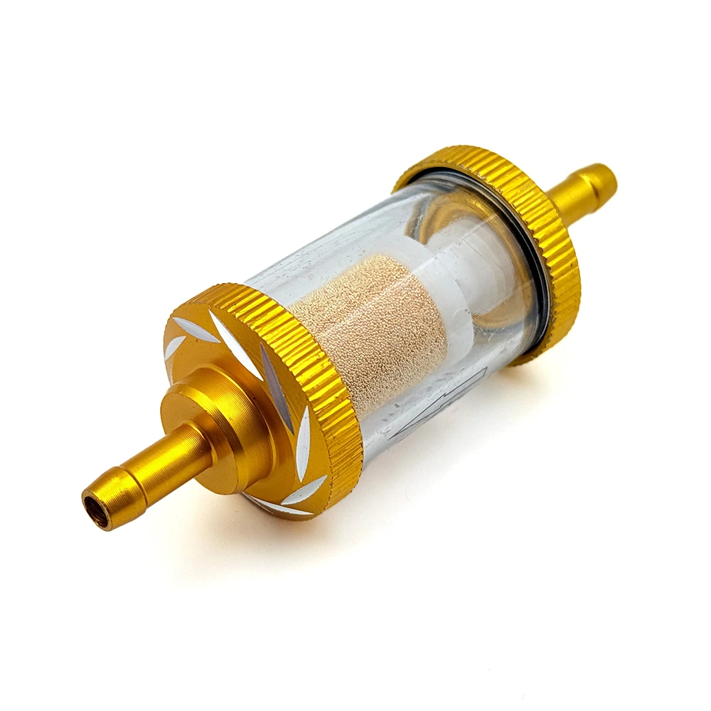 Geändert Universal 6mm Inline Kraftstoff Filter Aluminium Legierung Sheel Kupfer Kern Für Motorrad Roller ATV Dirt Pit Bike Motocross