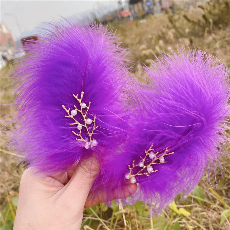 1 pz New Feather headwear fermagli per capelli Sen Fairy side clip girl student hanfu ornamenti per capelli net red fairy hair clips all\'ingrosso