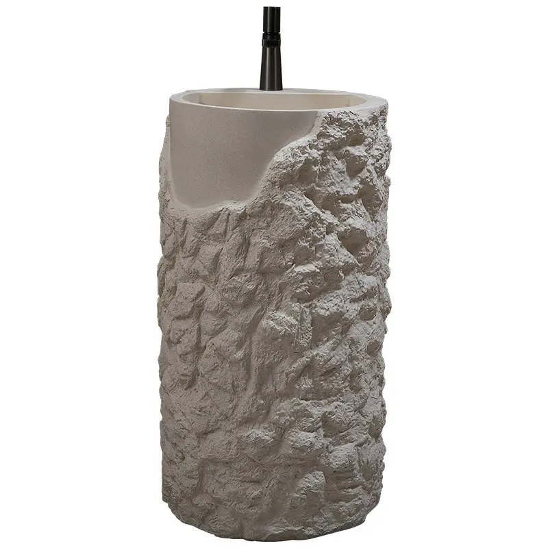 Wabi Sandy Wind Personalized Wash Basin Integrated Floor-to-ceiling Wash Table Creative Art Homestay Round Column Basin