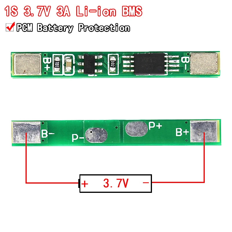 1S 3.7V 3A li-ion BMS PCM battery protection board pcm for 18650 lithium ion li battery