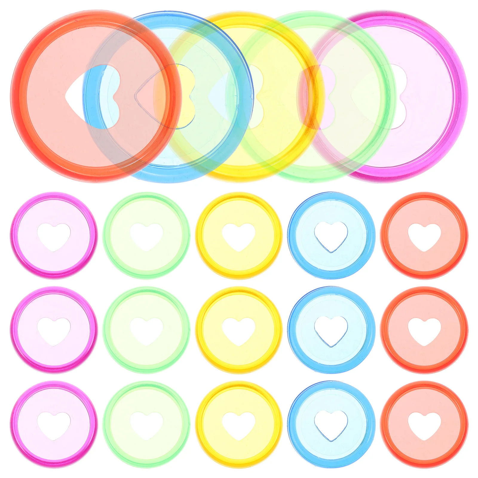 25 pezzi di dischi colorati per raccoglitori a forma di cuore, in plastica ABS, per rilegatura, dischi rotondi di ricambio per pianificatori, quaderni, ufficio a fogli mobili