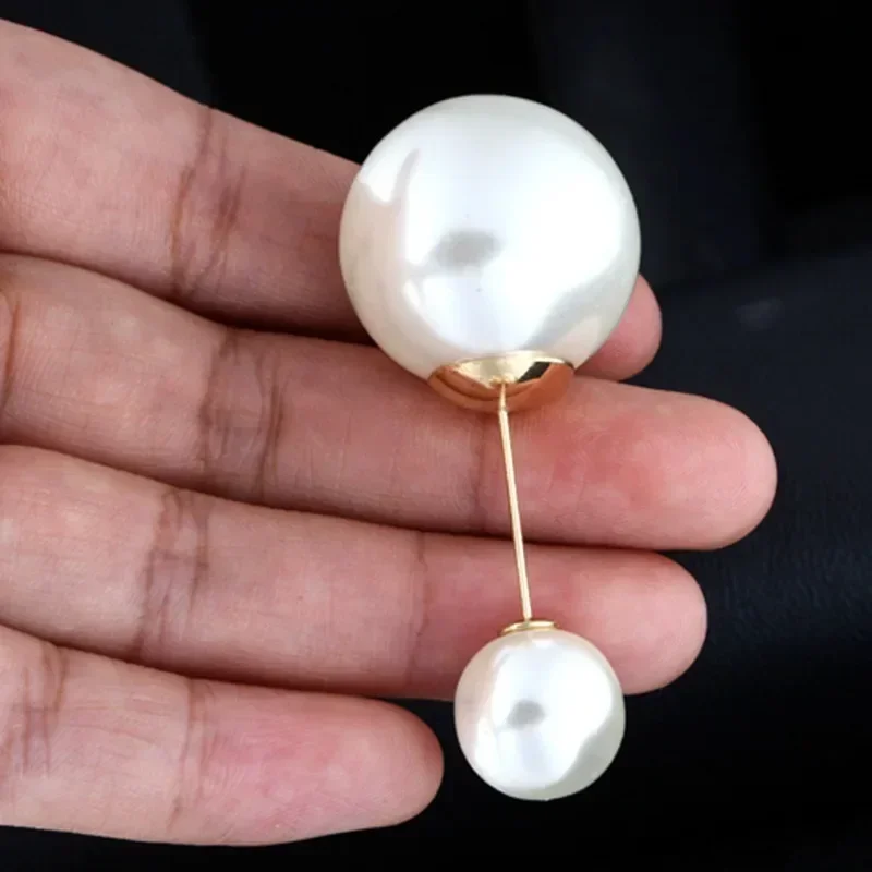 Large Double Headed Pearl Insert Pin Collar Brooch One Line Breast Pin Cardigan Scarf Shawl Neck Brooch Fashion Jewelry