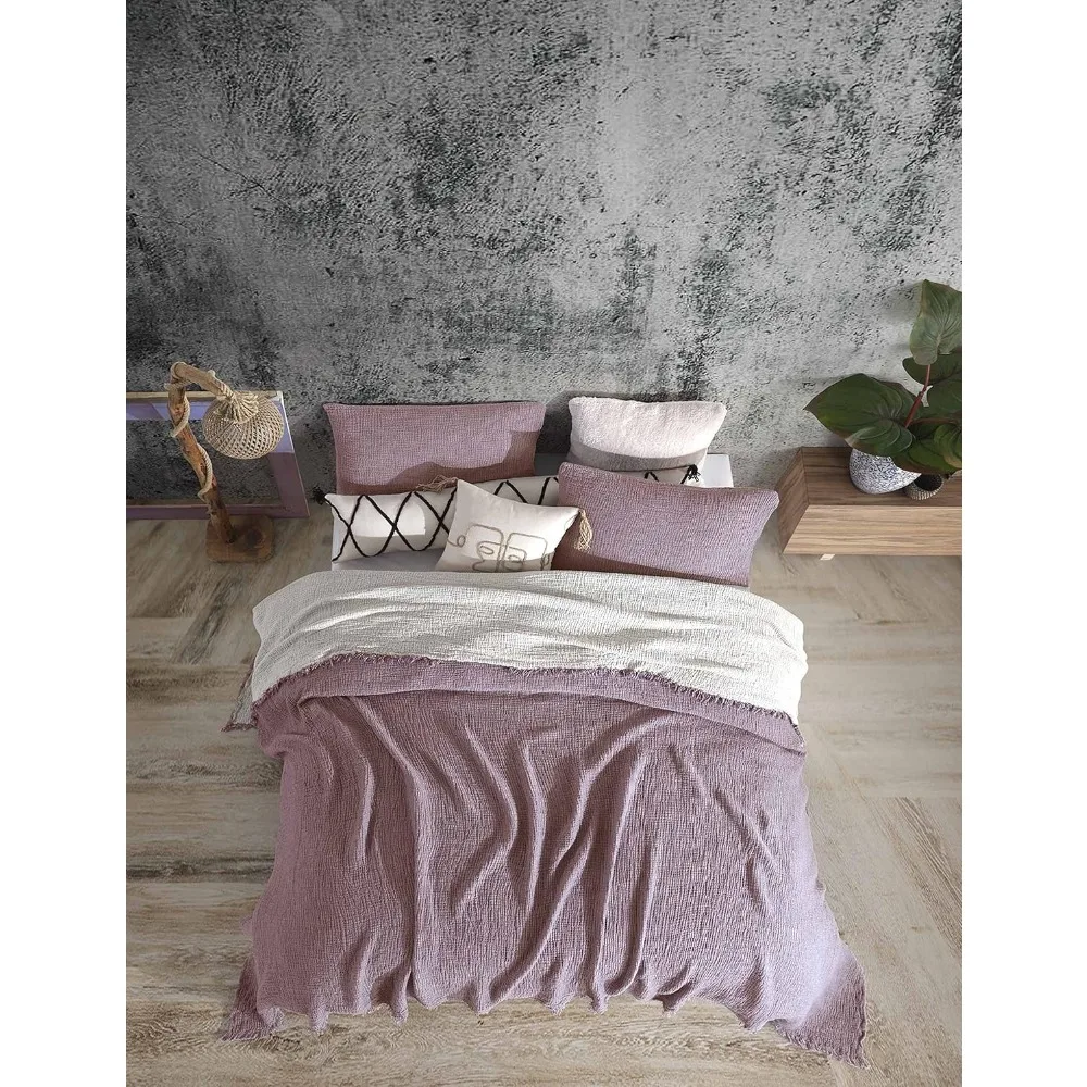 أغطية وسائد من الموسلين مكونة من 4 طبقات من القطن العضوي بنسبة 100% - قابلة للتنفس، فائقة النعومة، خفيفة الوزن، مغسولة مسبقًا لـ Com