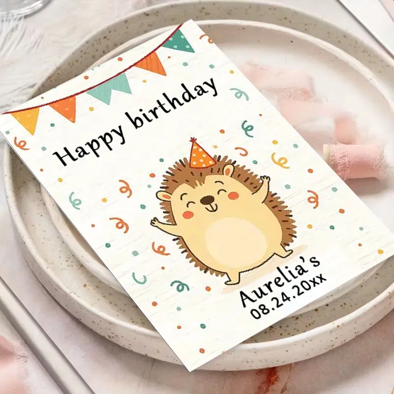 การ์ดชื่อและวันเกิดแบบกำหนดเอง 2/4/8 ชิ้น (สำหรับวันเกิด พิธีบัพติศมา การ์ดเชิญงานเลี้ยง)