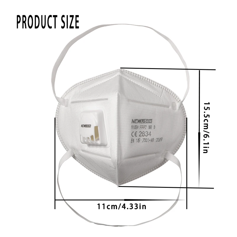 FFP2 NR Mask for Adult CE Folding Mask with Air Valve Filter Headwear Mouth Masque 25PCS/Pack FFP2