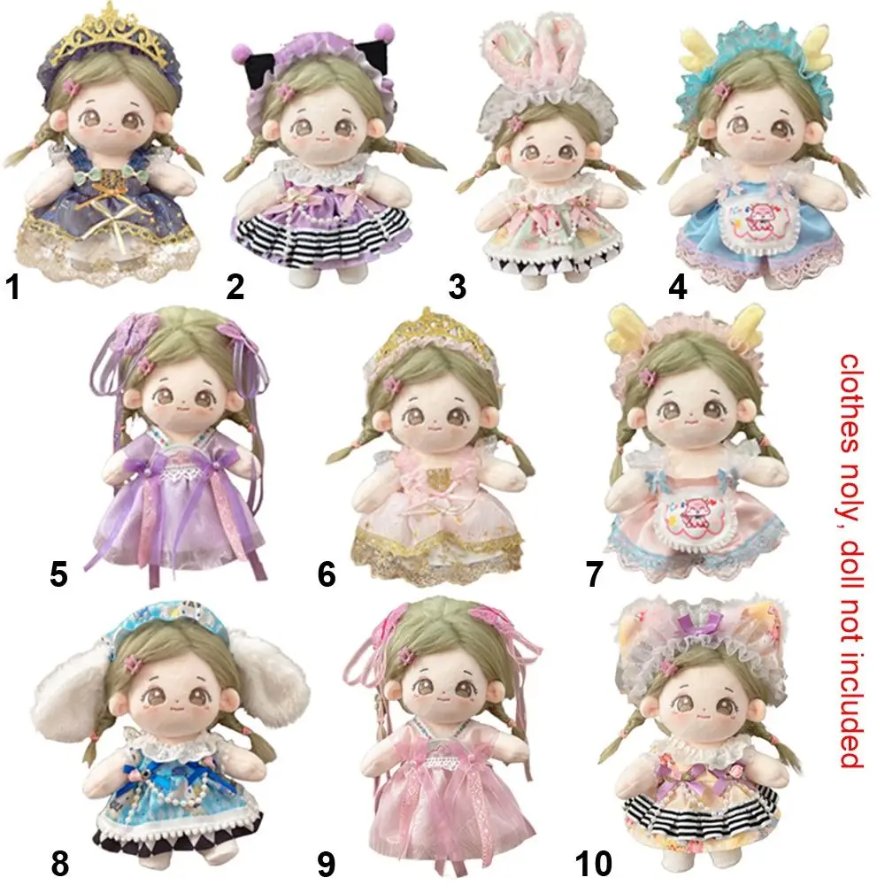 20cm Puppe Kleidung Lolita Dienst mädchen Kleidung mehrfarbige Miniatur Kleid Anzug Cosplay wechselnde Dressing Spiel Puppe Kopf bedeckung Kleid Set