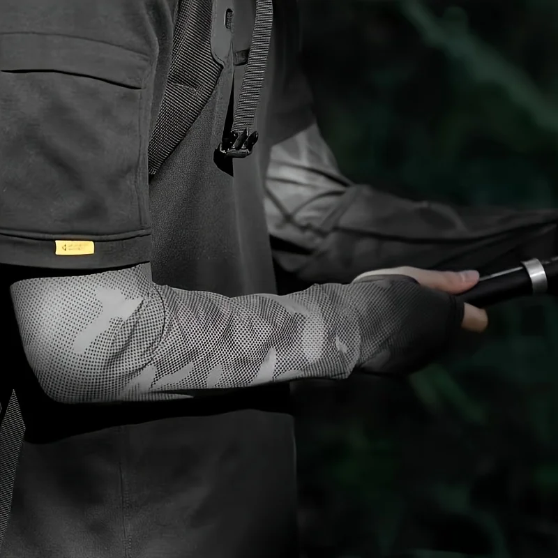 Ice Silk Sleeve UV Sun Protection Breathable Cooling Anti-Slip Camo Arm Sleeves Outdoor Driving Hiking Fishing Cycling Sleeve