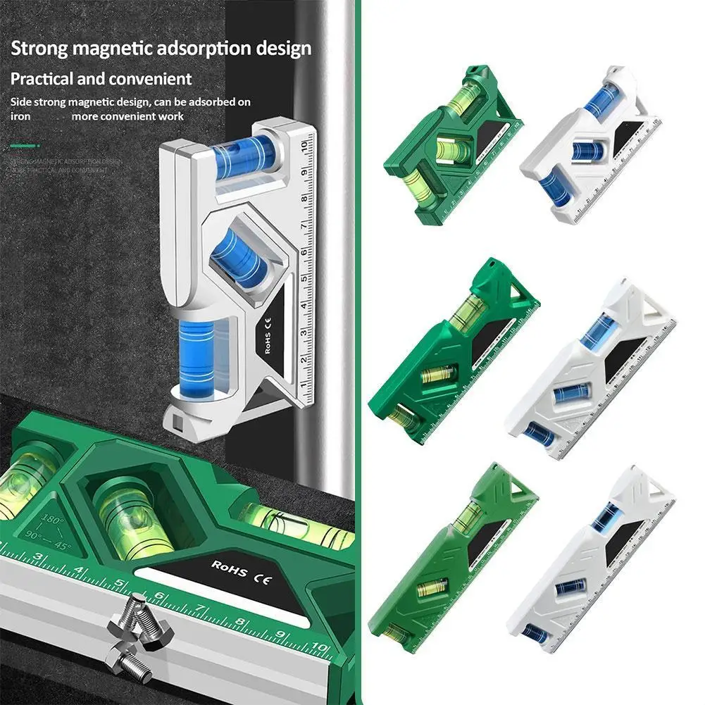 New Mini Protractor With Metric Ruler Woodworking Level Gauge Horizontal & Vertical Measure Portable Magnetic Pocket Level Gauge