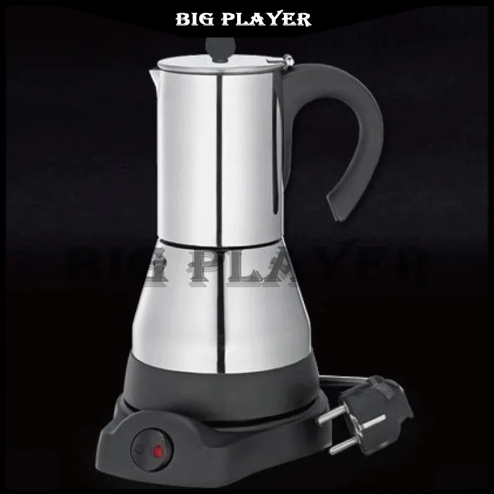 

150ml/300ml Electric Coffee Maker Cups 3/6Cups Stainless Steel Mocha Pot 480W Electric Italian Coffee Maker Percolator for Home