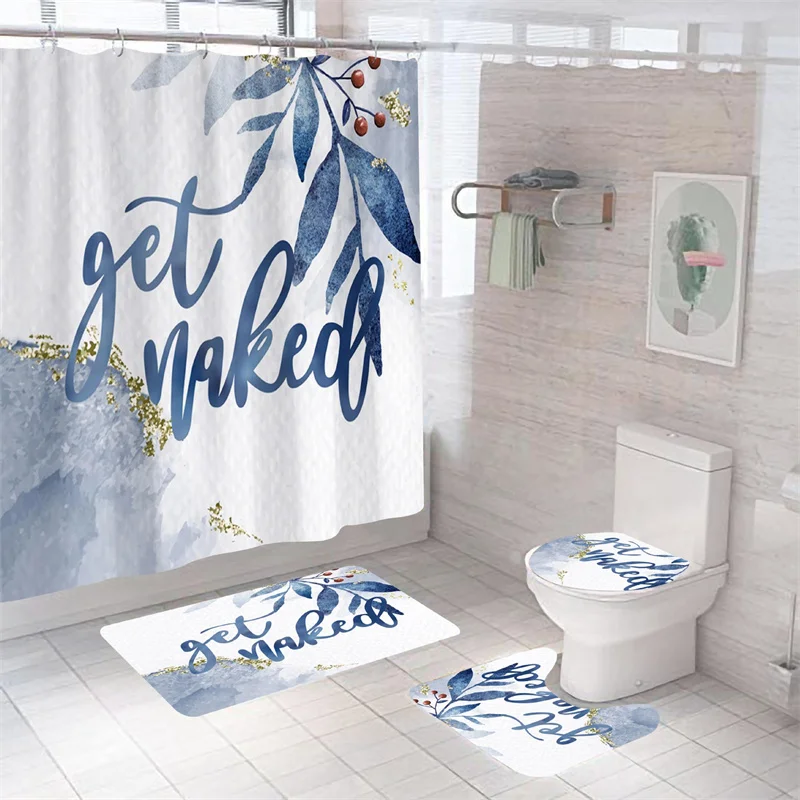 

Alphabet Bath Curtain Waterproof 3D Print Bath Mat Set Toilet Rugs High Quality Shower Curtains Anti-slip Eco-Friendly Carpet