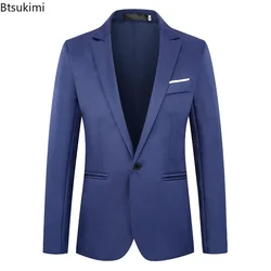 2024 Men's Fashion Suit Jacket Elegant Gentleman Solid Slim Fit Dress Suits Jacket Men Formal Business Party Wedding Club Blazer