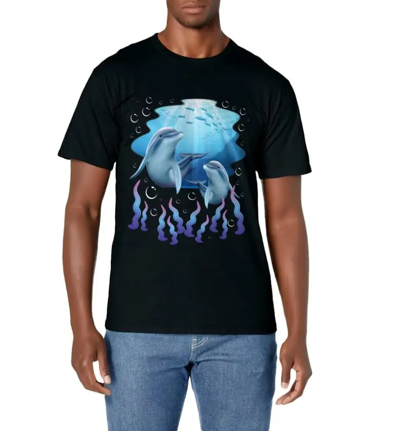 Dolphin Lover - Ocean Zoology Zookeeper Marine Biologist T-Shirt Classic Logo T Shirt and Stickers, Unisex Adult T Shirt