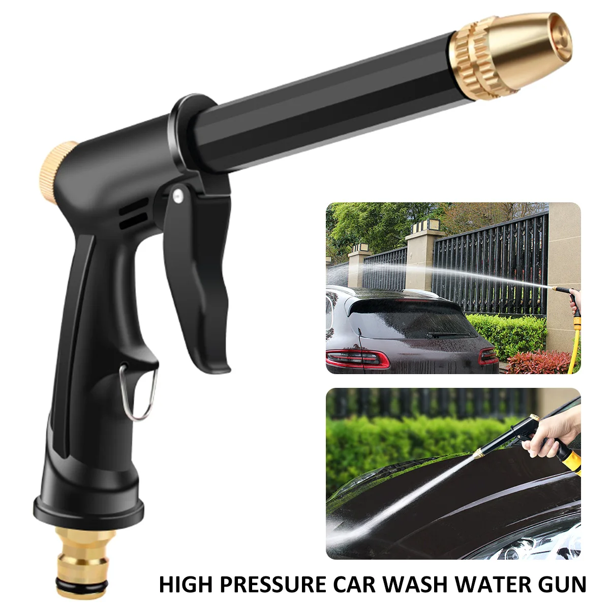 High Pressure Spray Water Gun Adjustable Pressure Washer Quick Connector Hose Car Cleaning Wash Tool Garden Watering Hose Nozzle
