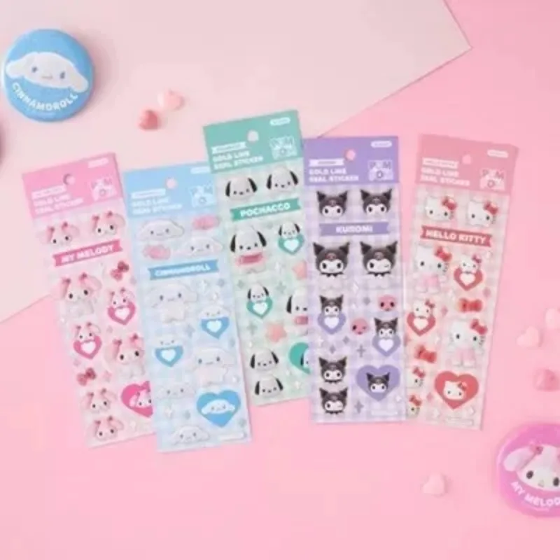 

Sanrio Fruit Gold Foil Edge Transparent Sticker Goka Cultural and Creative Hand Account Melody Kulomi Cinnamon Dog Cute Sticker